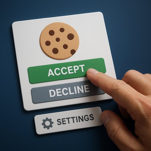 Cookies policy illustration showing consent banners and settings. The image represents user choice and privacy preferences on D666 platforms.