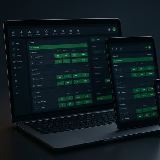 Feature platform image showing a dashboard with betting options and cross device access. The image conveys a modern gaming interface and seamless navigation for Pakistan players.